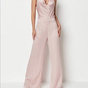 Champagne Jumpsuit 
Glossy, satin-style fabric